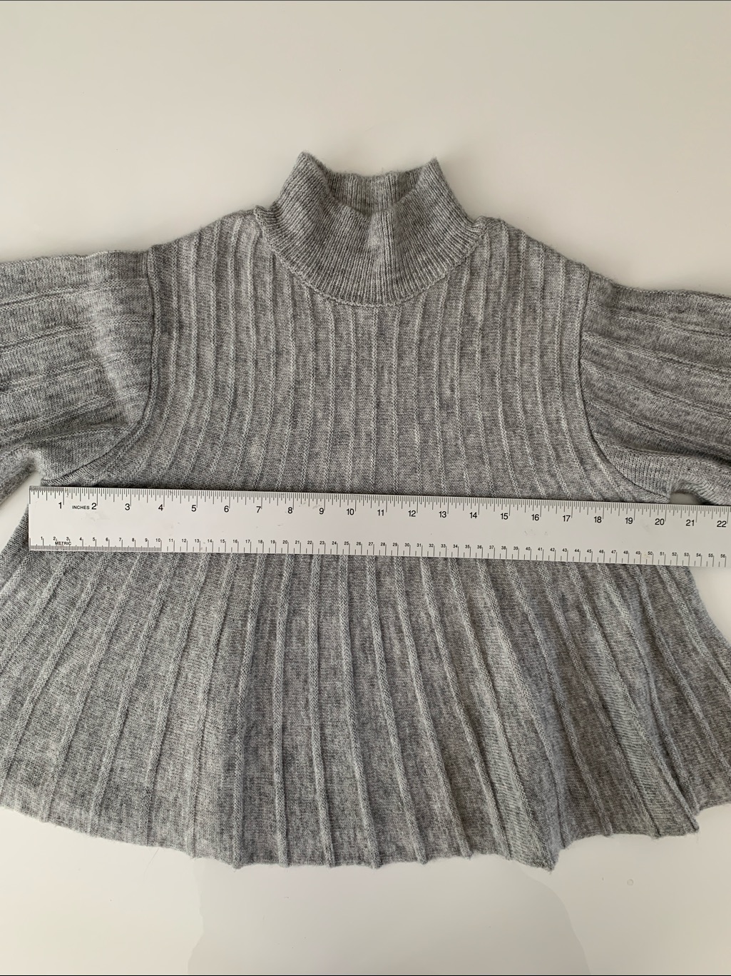 Maeve Anthropologie Mock Neck Swing Sweater Sz Medium Ribbed Gray — image 7 of 8
